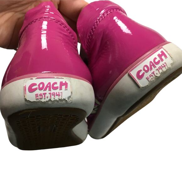 Coach Barrett Shoes Poppy Pink Petal Fabric Leather Women's sz 7 Sneakers - Picture 7 of 13